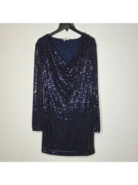 Ramy Brook Leon Sequined Mini Dress - Navy Beaded Mesh